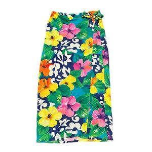 Jams World Colorful Floral Wrap Midi Skirt